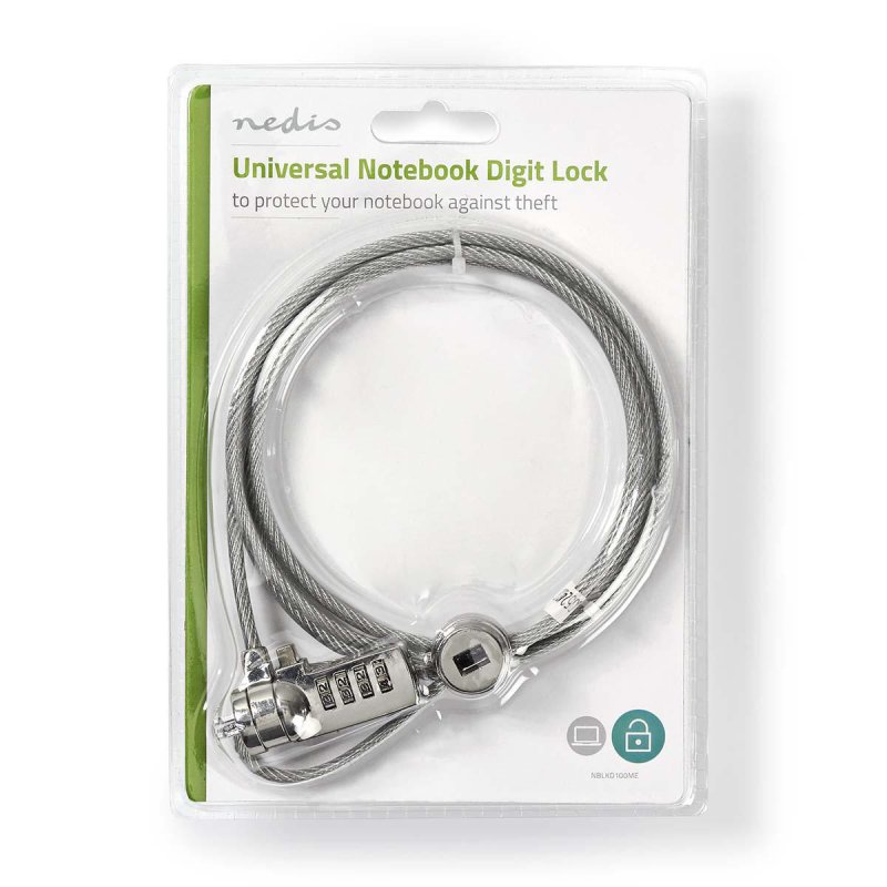 Nedis NBLKD100ME cable lock Silver