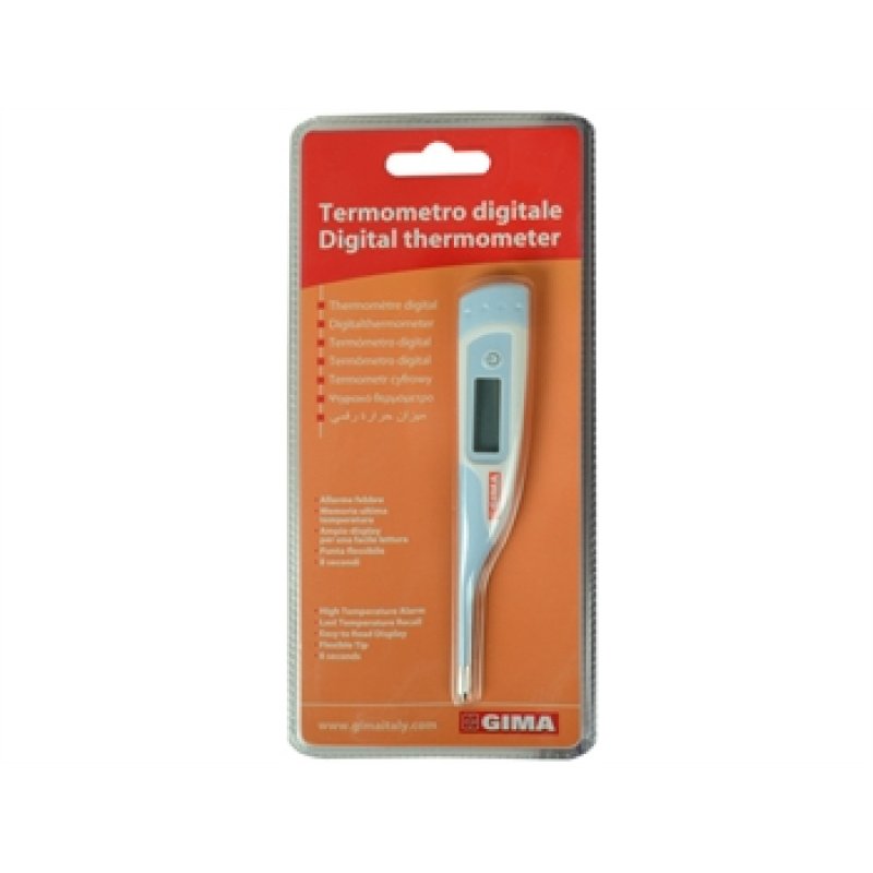 Gima Digital Instant Thermometer 8 Seconds °C / °F for Adults and Children Flexible Tip Waterproof with Large LCD