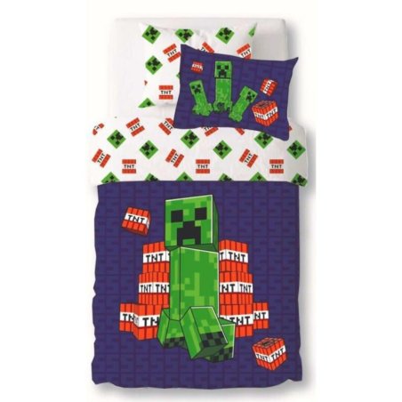 MINECRAFT - Creeper TNT - Parure de lit 140x200cm 65x65cm