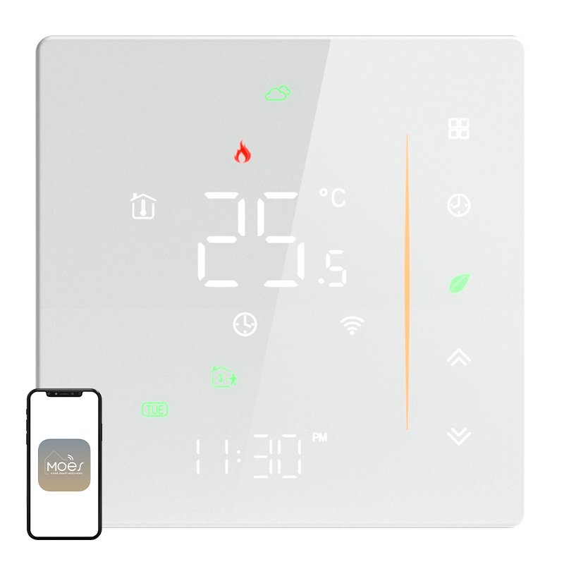 MOES WHT-006-GB-WH Wi-Fi Thermostat for Electric Heating (White)