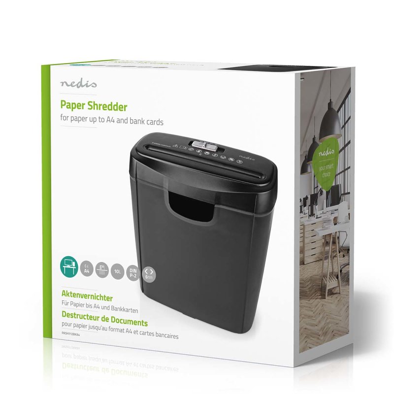 Nedis PASH112BKA4 destructeur de papier Découpage en bandes 22 cm Noir