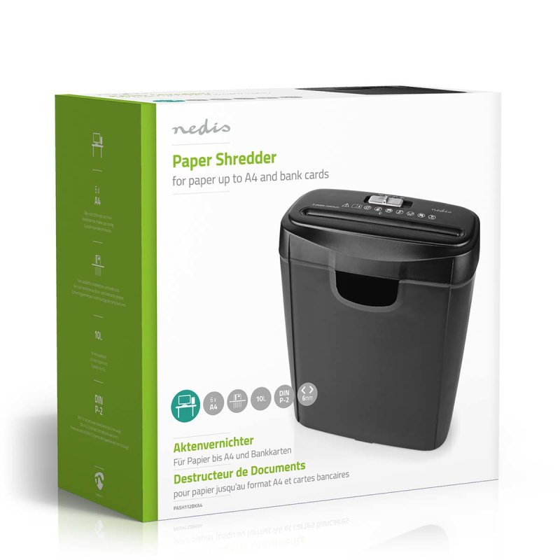 Nedis PASH112BKA4 destructeur de papier Découpage en bandes 22 cm Noir
