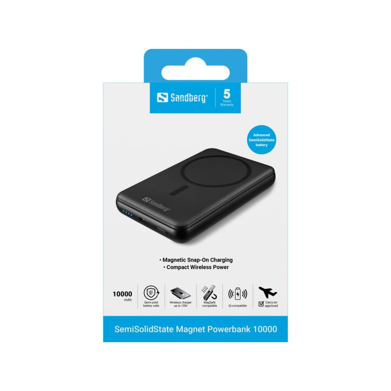 Sandberg - SemiSolidState Magnet Powerbank 10000