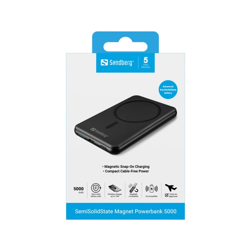 Sandberg - SemiSolidState Magnet Powerbank 5000
