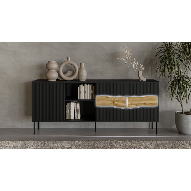 Cama INSERTO 3D1W chest of drawers 190x40x80 black LED