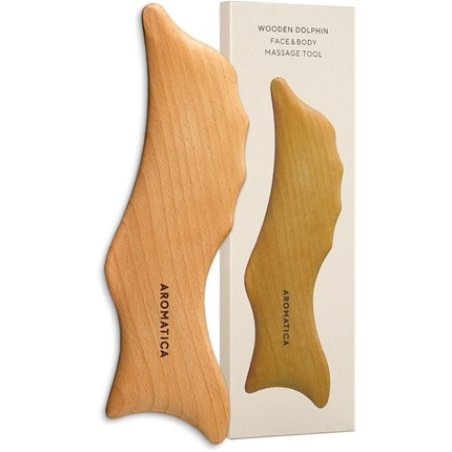 AROMATICA Wooden Dolphin Face & Body Massage Tool Bosnian Beech Wood Gua Sha Body Massaging Tool Eliminates Puffiness
