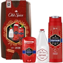 Old Spice Captain Gift Set Body Hair Face Wash 250ml Deo Stick 50ml Aftershave Lotion 100ml Limited Edition Wooden