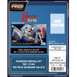 GUNDAM - Decal 147 RG 1/144 RX-78-2 Gundam Ver 2.0- Model Kit