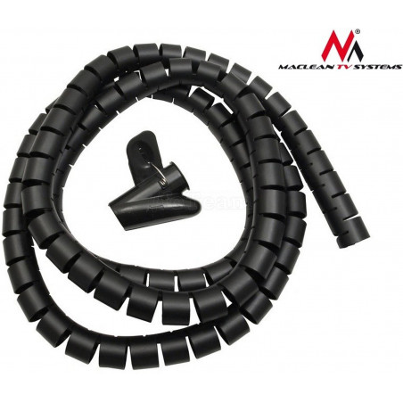 Gaîne Organisateur de câbles Maclean 2m x 25mm avec outil de pose (Noir)