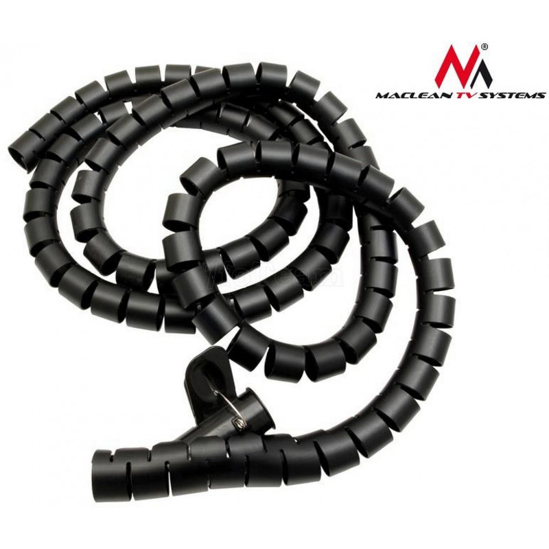 Gaîne Organisateur de câbles Maclean 2m x 25mm avec outil de pose (Noir)