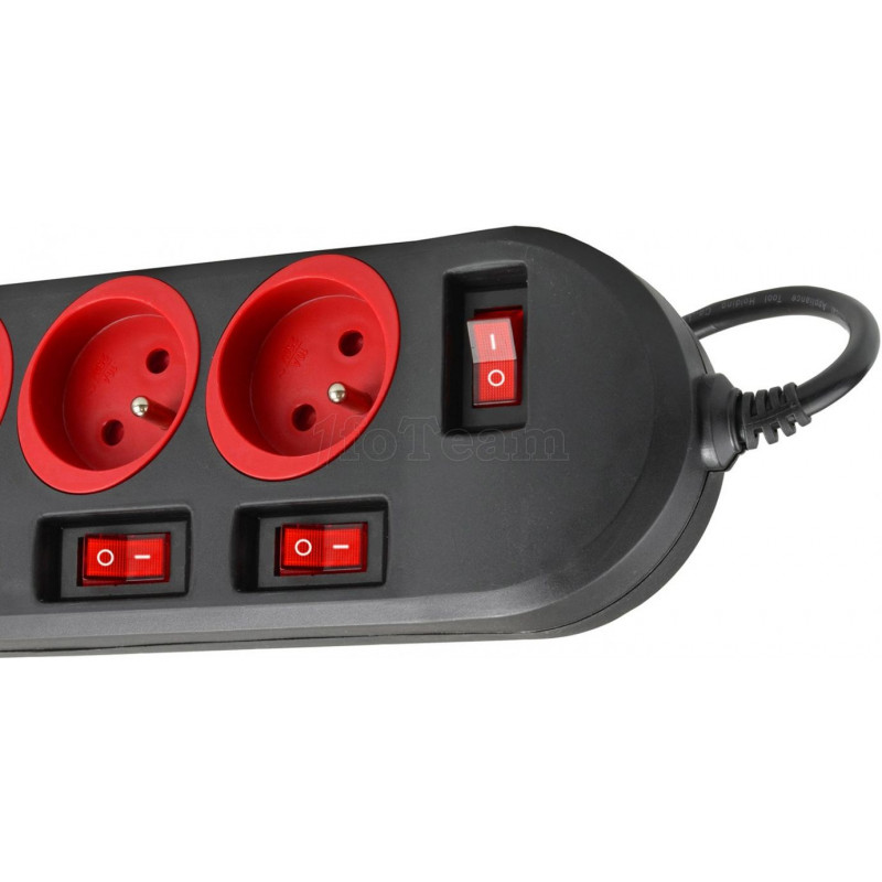 Multiprise 5 prises Maclean MCE205 + Interrupteurs 1,50m (Noir)