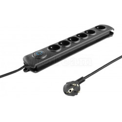 Multiprise 6 prises + Interrupteur 1.50m (Noir)