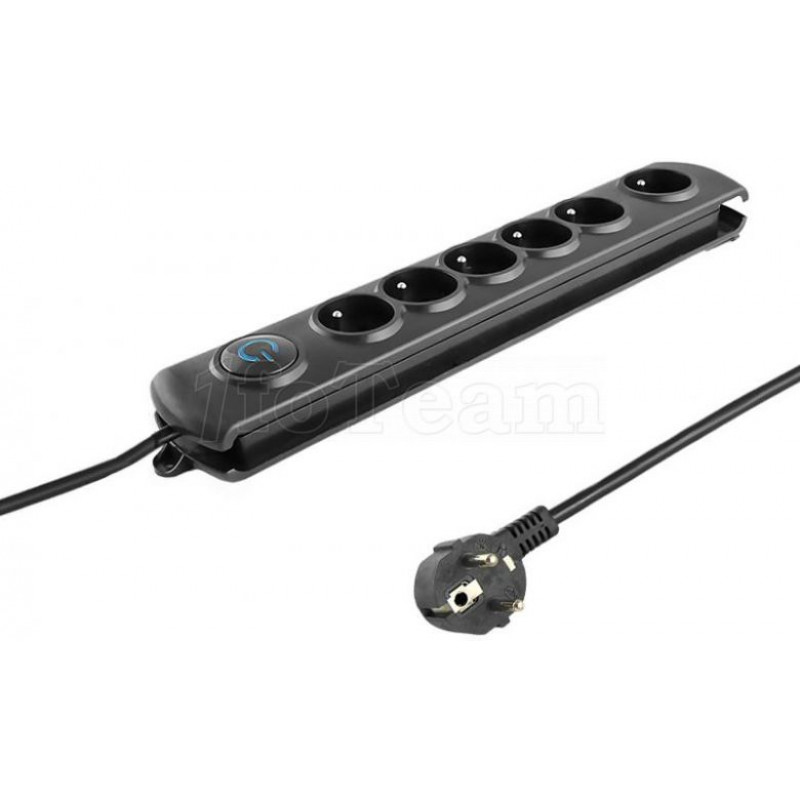 Multiprise 6 prises + Interrupteur 1.50m (Noir)