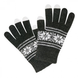 GANTS 3 DOIGTS TACTILES AVEC MOTIF ANTHRACITE