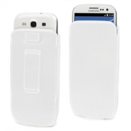 FOLIO VERTICAL PASSANT CEINTURE BLANC: MULTI MOBILES XXL