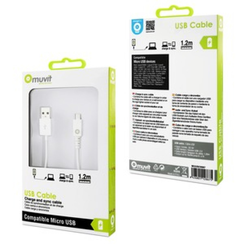 SPRING CABLE DROIT CHARGE & SYNC 1A USB/MICRO-USB 1M BLANC