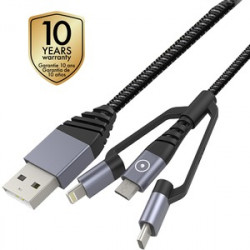 TIGER CABLE 3EN1 USB/MICRO-USB/TYPE C/LIGHTNING 1.2M GRIS