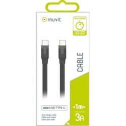 TAB CABLE PLAT 3A TYPE C/TYPE C 1M NOIR