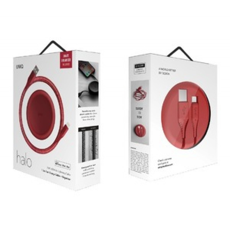 HALO USB A TO LIGHTNING CABLE 1.2M CARMINE RED
