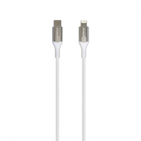 GREEN_E CABLE LIGHTNING TYPE C 1M20 TRESSE AVEC ATTACHE BLANC