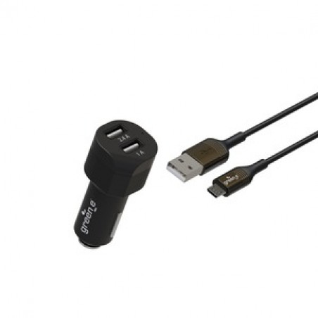 GREEN_E KIT CHARGEUR VOITURE 17W 2USB A + CABLE MICRO USB 1.3M