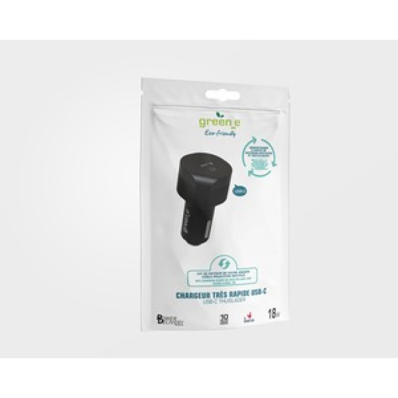 GREEN_E CHARGEUR VOITURE PD 18W 1USB-C NOIR