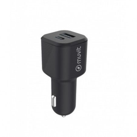 MUVIT FOR CHANGE CHARGEUR VOITURE PD USBC 20W  + QC 3.0 18W NOIR