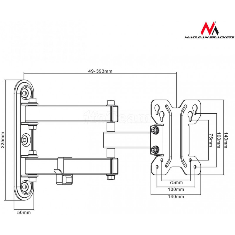 Support écran mural Maclean MC-740 pour écran plat 13" à 23" (30kg max)