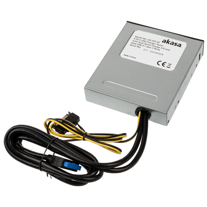 Akasa compatible USB 3.1 Gen2 und Quick Charge Panel 5,25 Zoll - schwarz