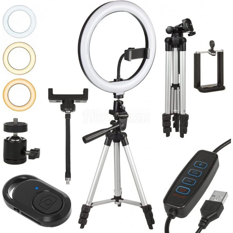 Anneau lumineux à éclairage LED MacLean 10" avec trepied