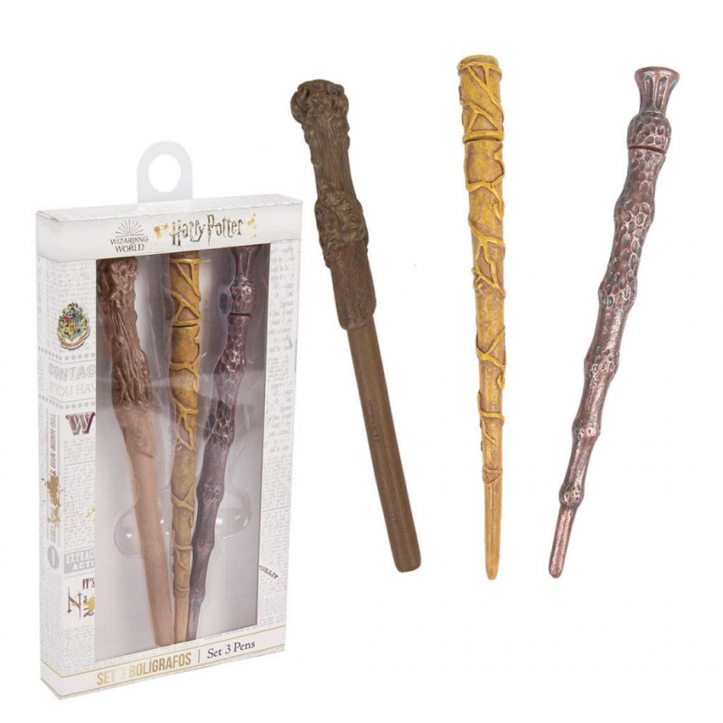 HARRY POTTER - Set de 3 stylos bille baguettes