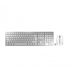 CHERRY DW 9100 SLIM keyboard Mouse included RF Wireless + Bluetooth AZERTY French Silver