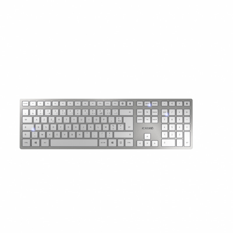 CHERRY DW 9100 SLIM keyboard Mouse included RF Wireless + Bluetooth AZERTY French Silver