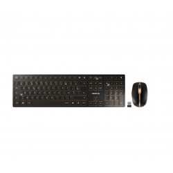 CHERRY DW 9100 SLIM keyboard Mouse included RF Wireless + Bluetooth AZERTY French Black