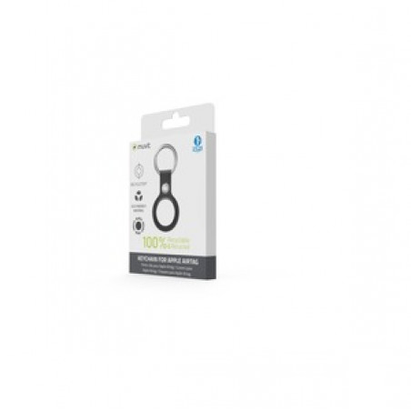 MUVIT FOR CHANGE AIRTAG BLACK PU LEATHER KEYCHAIN