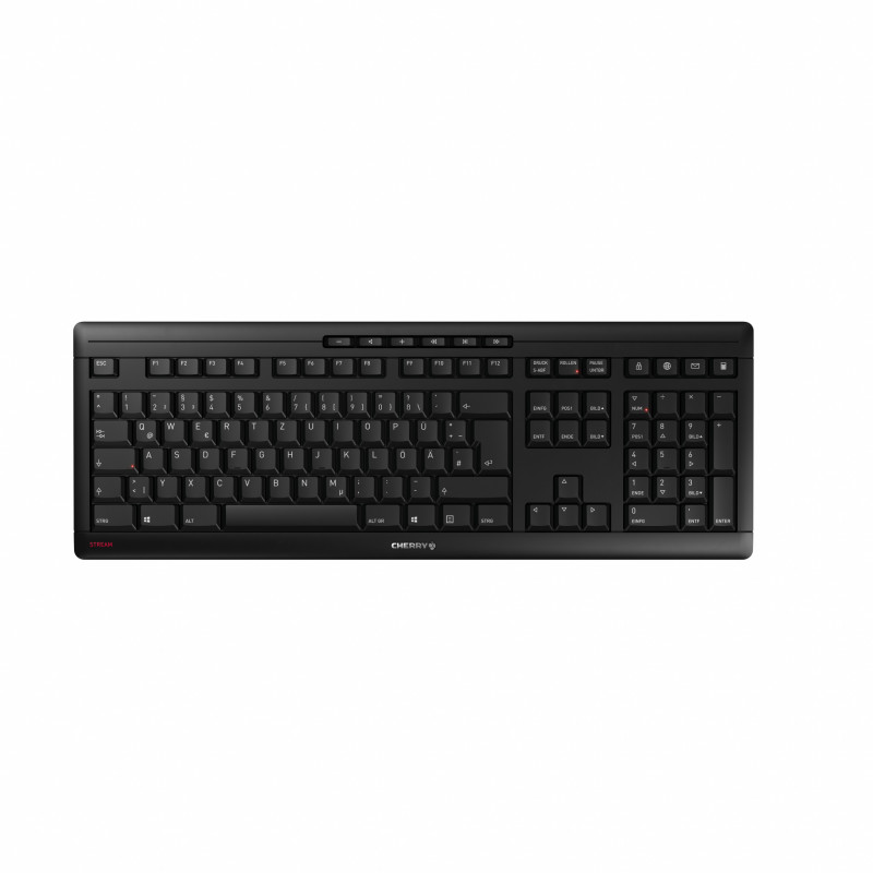 CHERRY Stream Desktop Recharge keyboard Mouse included RF Wireless QWERTZ German Black