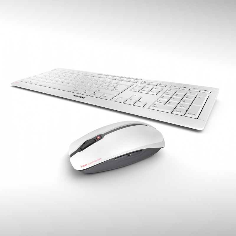 CHERRY Stream Desktop keyboard Mouse included RF Wireless QWERTZ German White