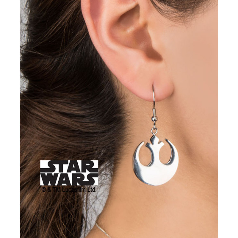 STAR WARS - Women's Stainless Steel Rebel Symbol Hook Dangle Earrings