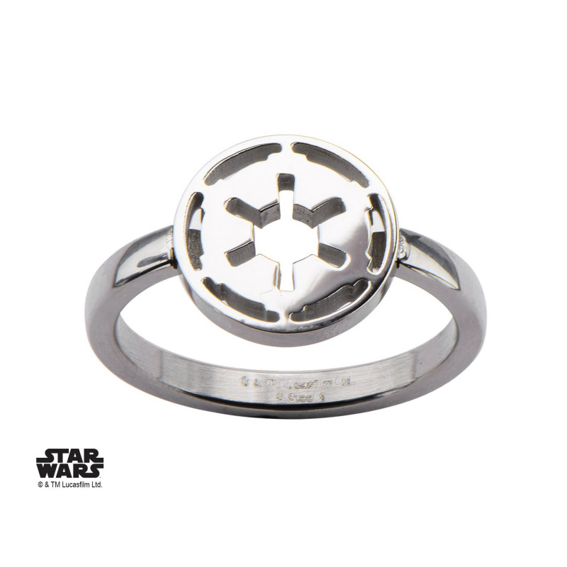 STAR WARS - Women's Stainless Steel Galatic Empire Cut Ring - Size 6