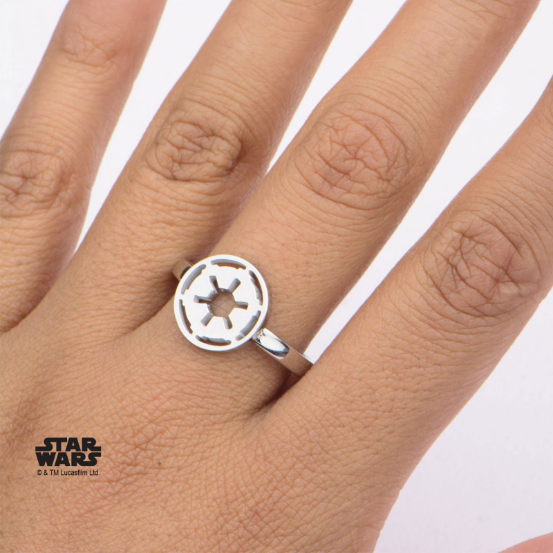 STAR WARS - Women's Stainless Steel Galatic Empire Cut Ring - Size 6