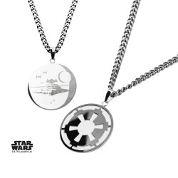 STAR WARS - Stainless Steel Empire and Death Star Pendant