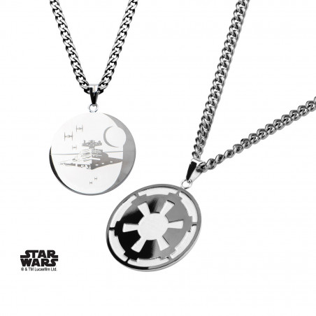 STAR WARS - Stainless Steel Empire and Death Star Pendant