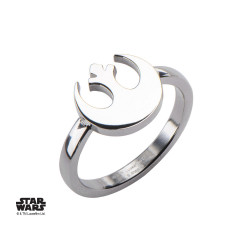 STAR WARS - Women's Stainless Steel Rebel Alliance Cut Ring - Size 6