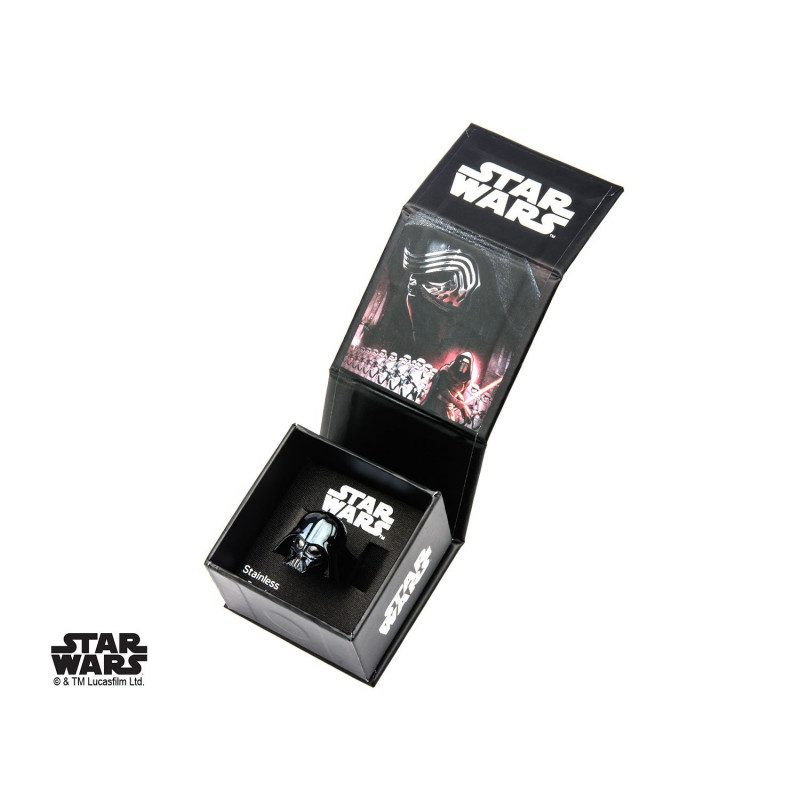 STAR WARS - Men's Stainless Steel Black 3D Darth Vader Ring - Size 11