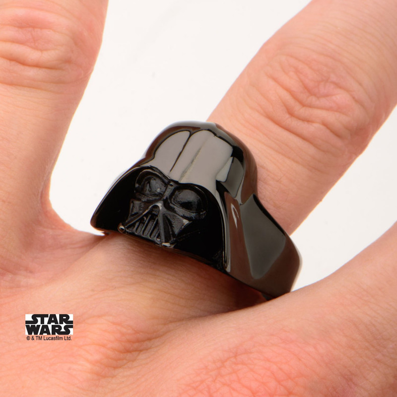 STAR WARS - Men's Stainless Steel Black 3D Darth Vader Ring - Size 10