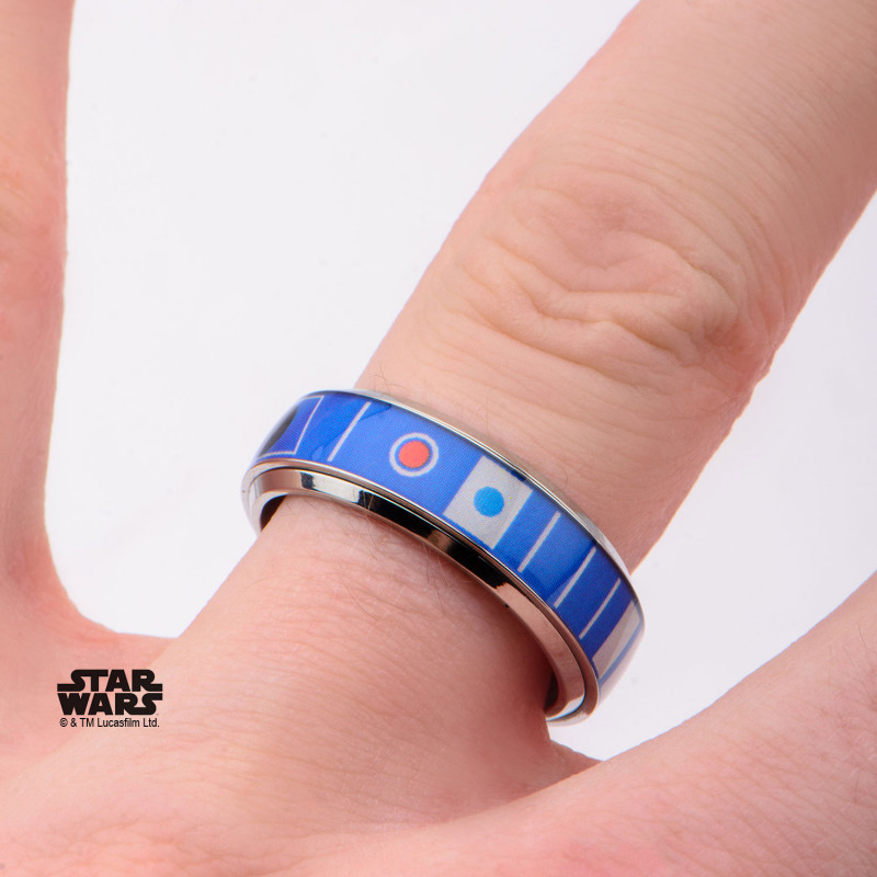 STAR WARS - Men's Stainless Steel R2D2 Spinner Ring - Size 12