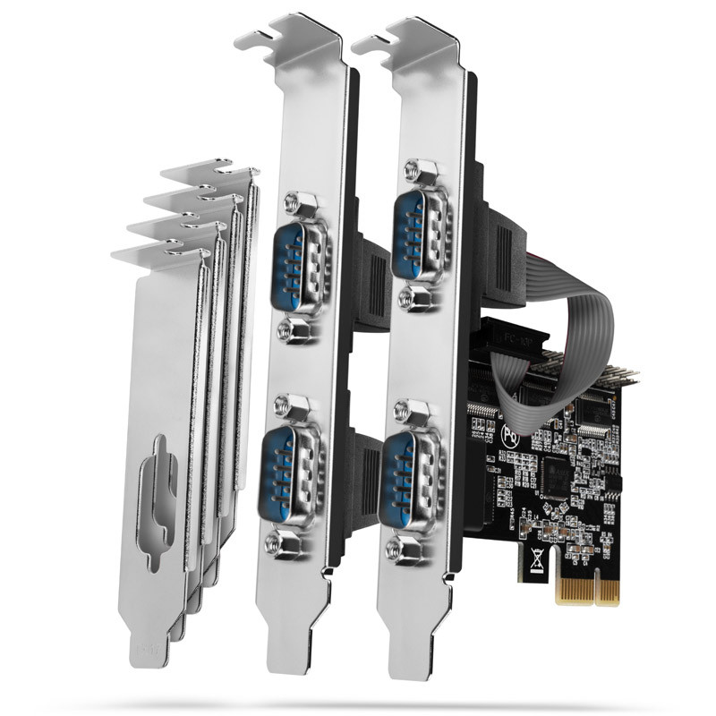 AXAGON compatible PCEA-PSN PCIe-Adapter mit 4x Seriell-Ports - ASIX AX99100 Chipsatz