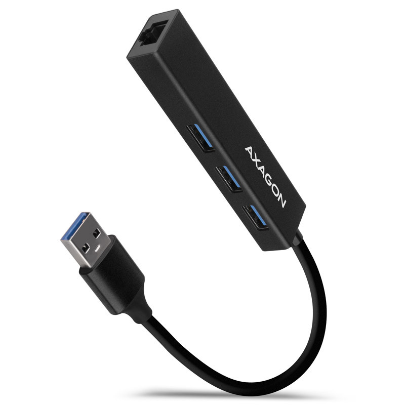 AXAGON compatible HMA-GL3A Multiport-Hub, USB 3.0 Typ A, Gbit-LAN, 3x USB-A, microSD