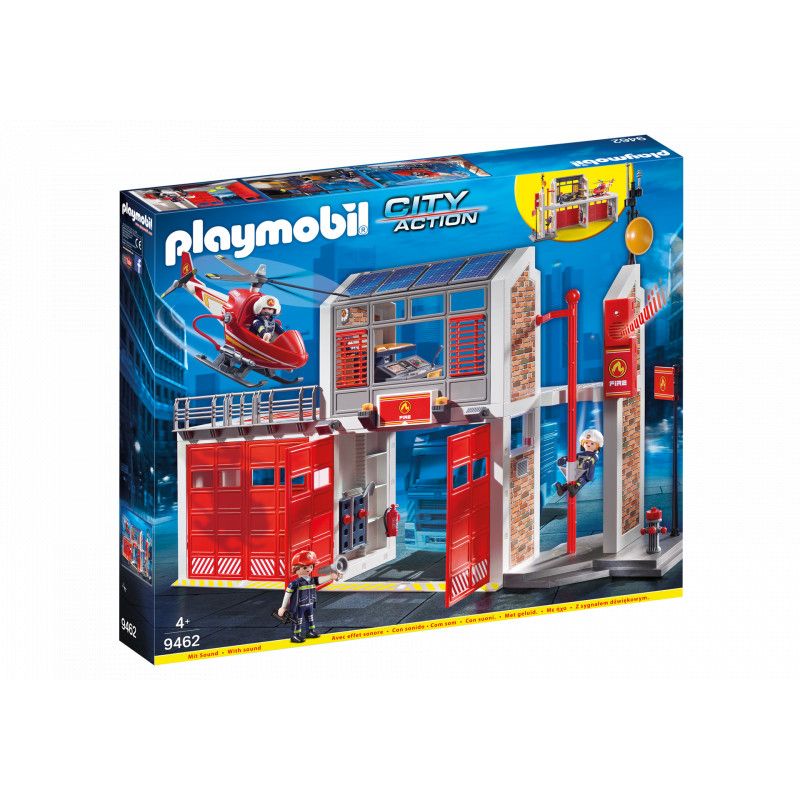 Playmobil Caserne de pompiers avec hélicoptère