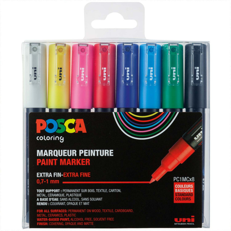 Posca - PC1MC - Extra Fine Tip Pen, 8 pc